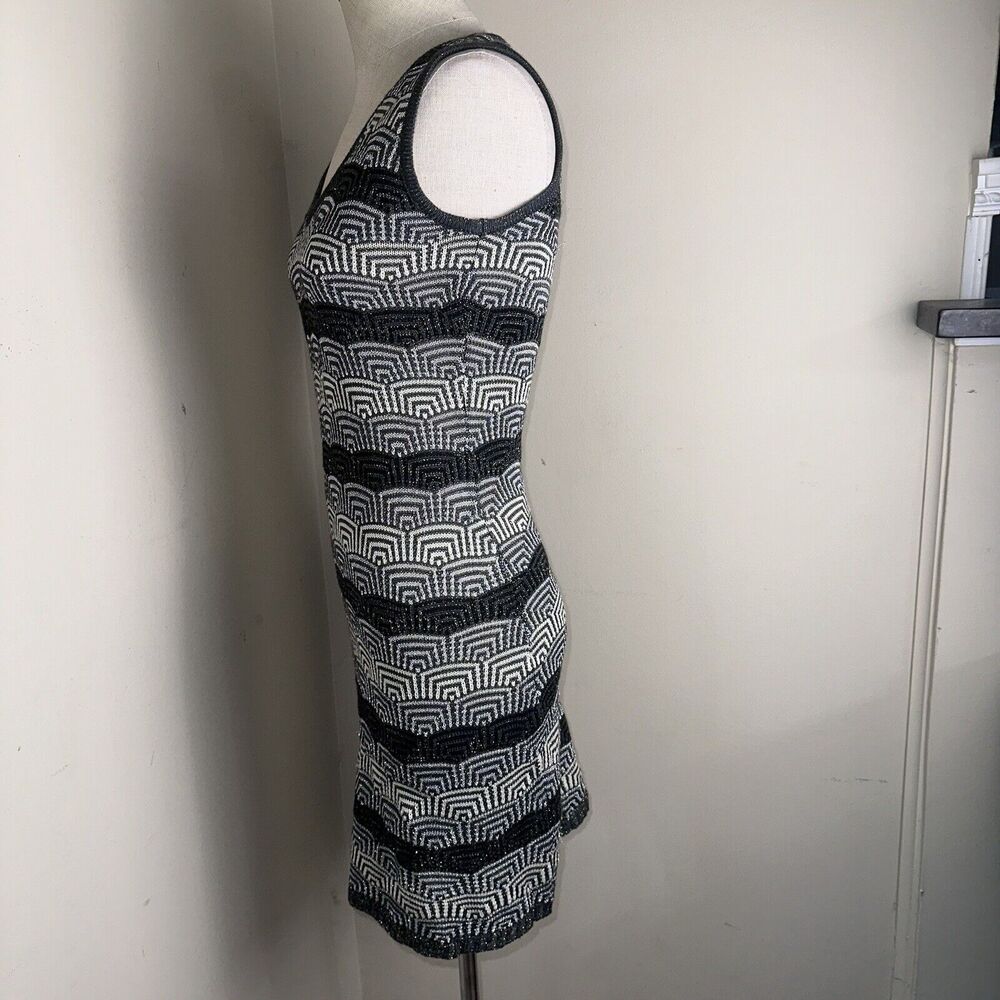 Grifflin Paris Dress Black Gray Cream Sleeveless Knit Stretch Size Small - Picture 4 of 9